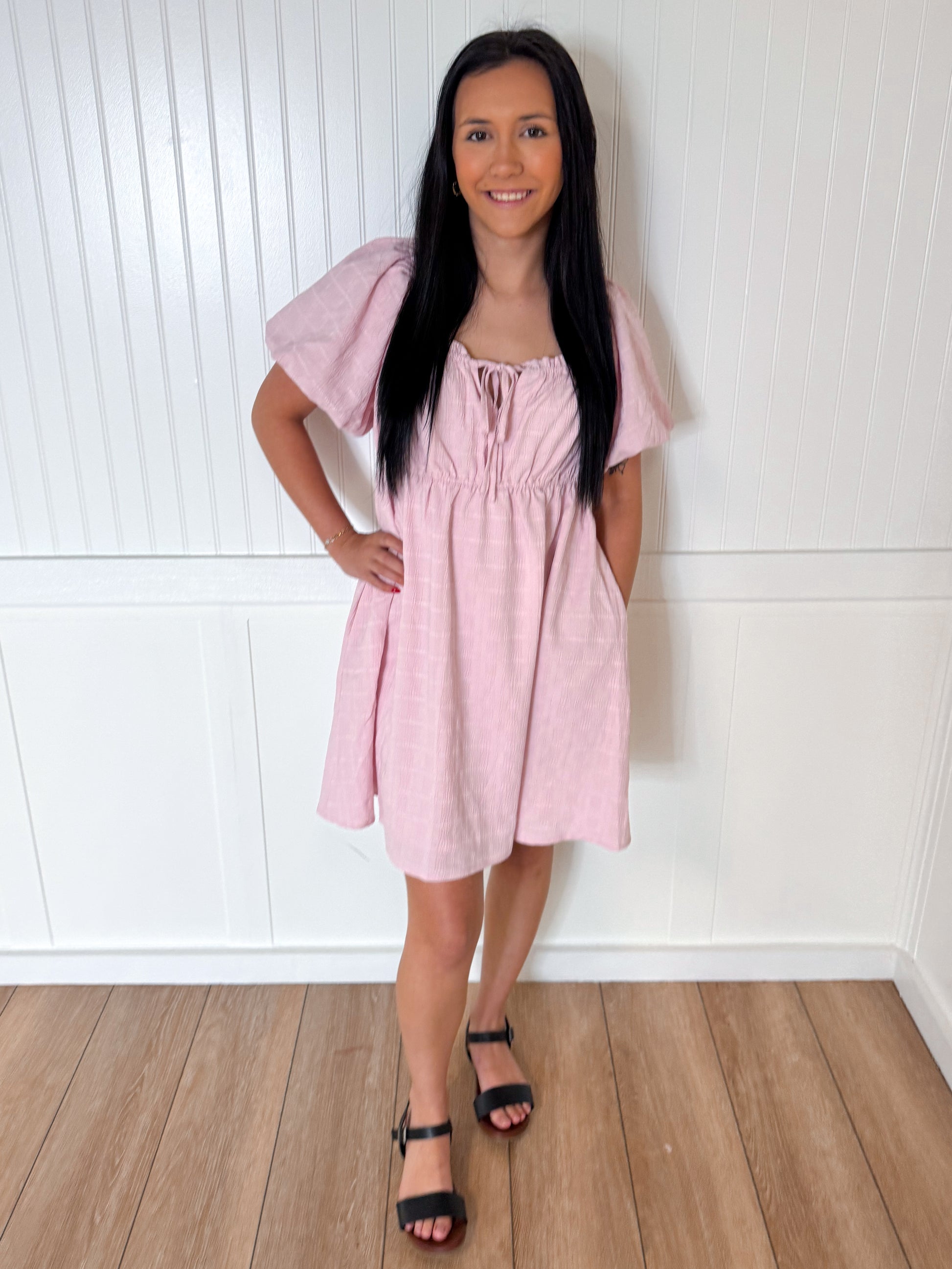 Millie Textured Mini Dress with Bubble Sleeves-idem ditto-06/24/25,10/04/25,1st md,Bin b2,DJR,Dresses,FD 05/13/25,OGP 69.99-The Twisted Chandelier