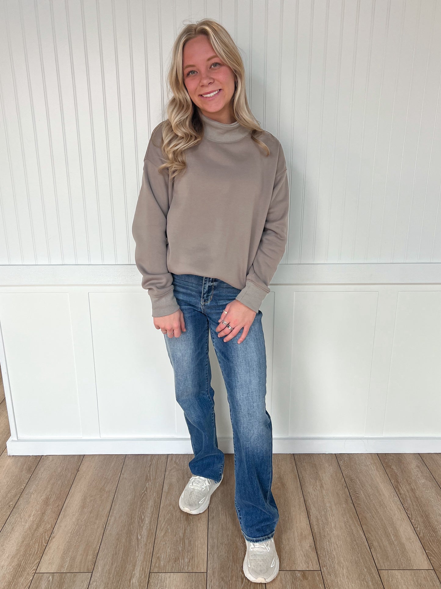 Sloane Oversized Mock Neck Top Sweatshirt-EmberLoom-FD 01/20/26-The Twisted Chandelier