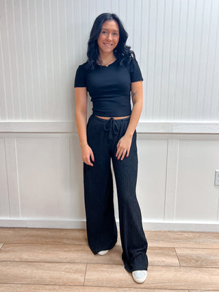 Tatum Waistband with String Crinkle Knit Long Pants-Pants-Active Basic | Active USA-bottoms,FD 02/03/26-The Twisted Chandelier