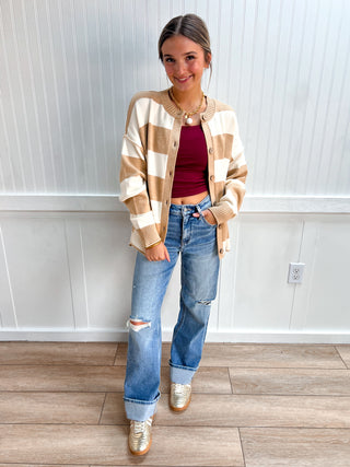 Willa Oversized Stripe Button Front Sweater Cardigan-Top-Sewn and Seen-Fall Favorites,FD 09/29/26,NewArrival,Tops Collection-The Twisted Chandelier