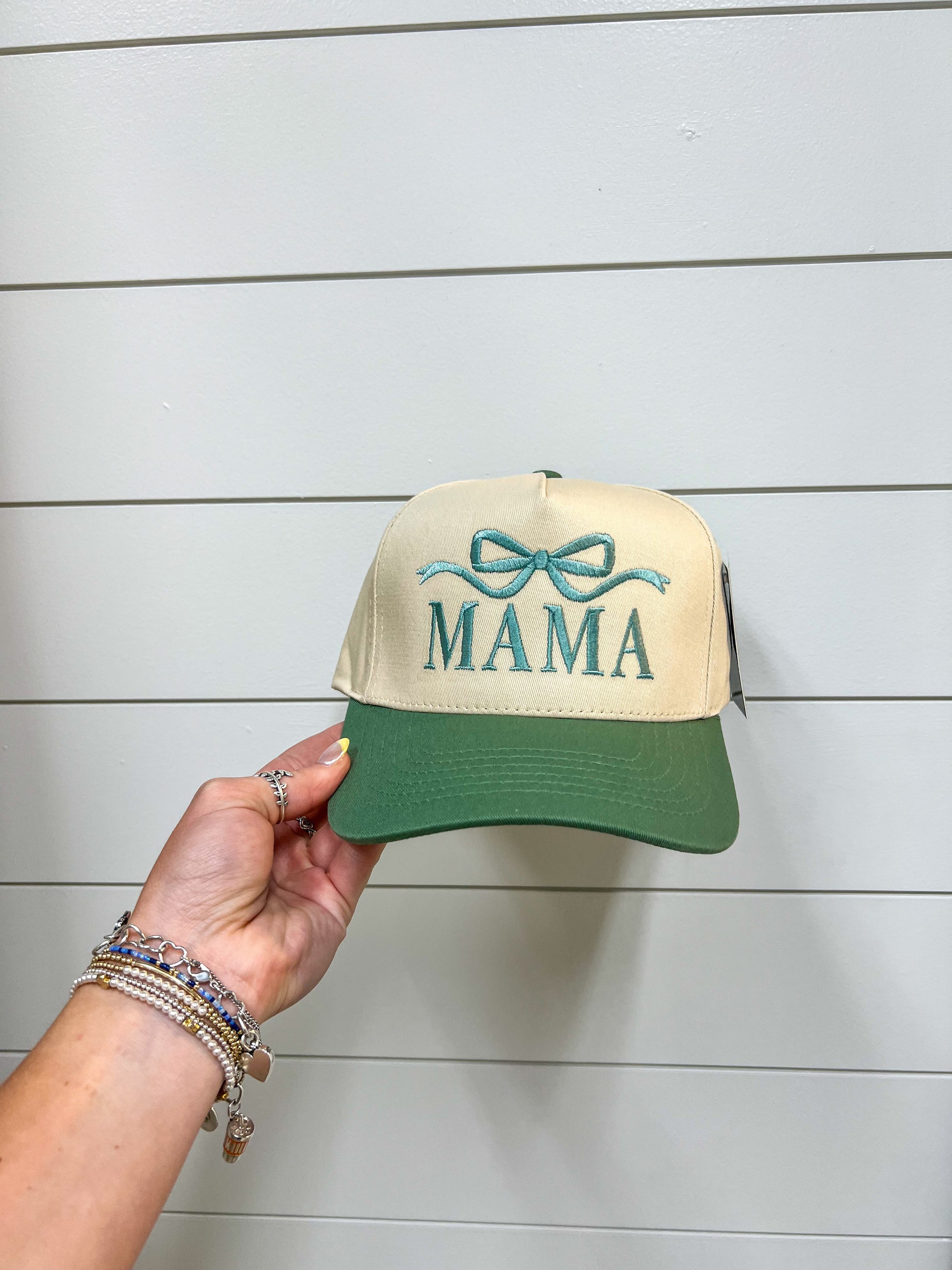 Mama Ribbon Embroidered Trucker Hat-Fashion City-fd 08/08/25-The Twisted Chandelier