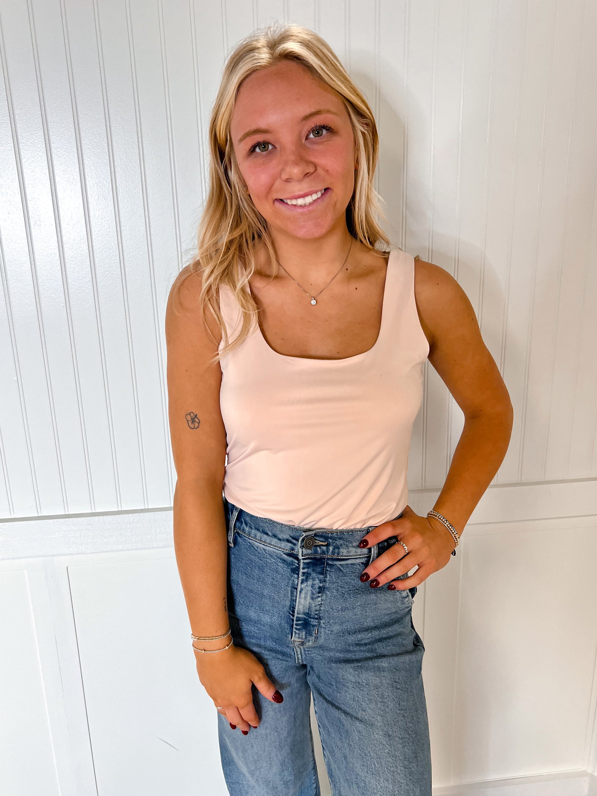 Melissa Square Neck Bodysuit - Light Pink-Bodysuit-Kori America-05/25/24,1st md,Bin D1,Max Retail,Tops Collection-The Twisted Chandelier