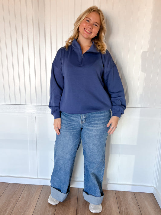 Rebecca Scuba Half Zip Pullover-Zenana-1/16/26,OGP 49.99,Tops Collection-The Twisted Chandelier