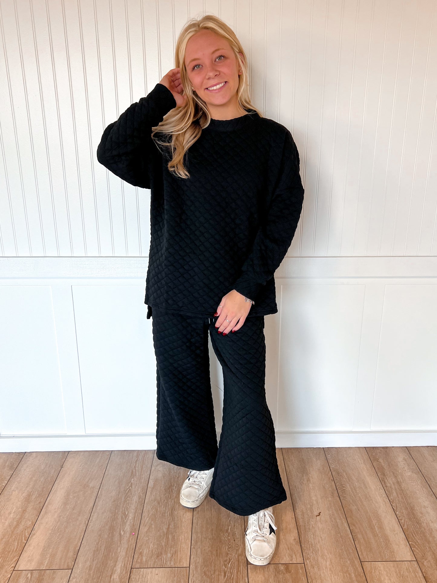 Karen Solid Warm Quilted Matching Set-BEESON RIVER-Large-Black-The Twisted Chandelier