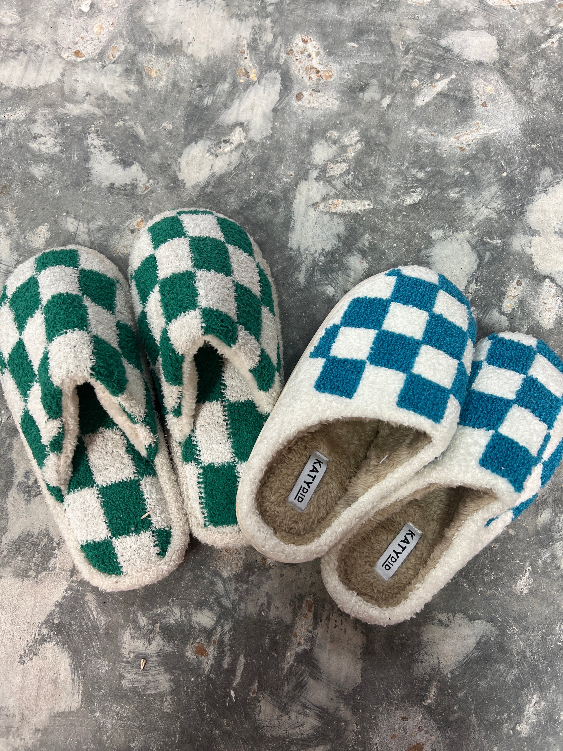 Checkered Pattern Slippers-SHOES-KATYDID-FD 03/12/24-The Twisted Chandelier