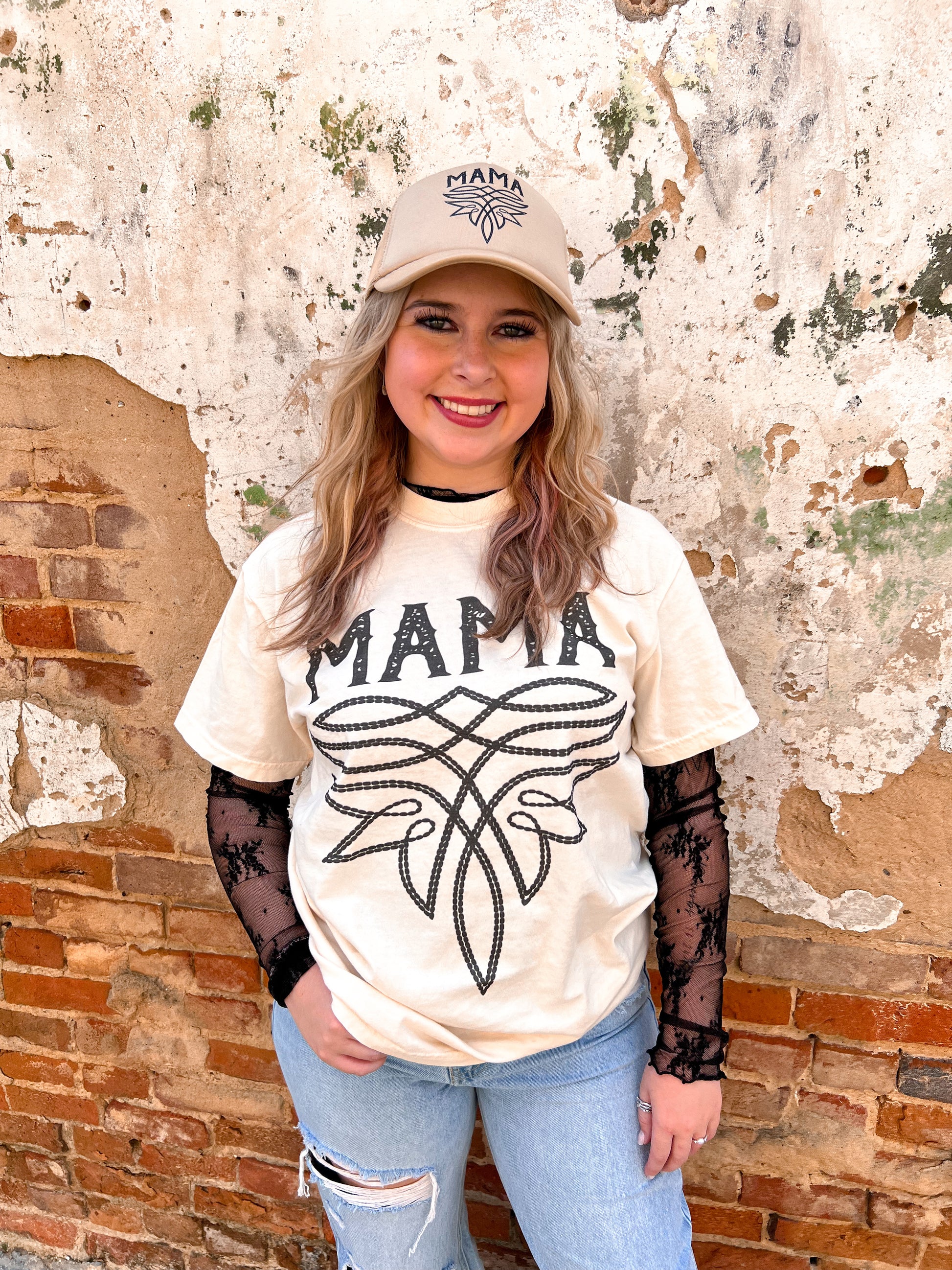 Western Mama Boot Stitch T-Shirt-Apparel & Accessories-Crazy Consuela-FD 05/07/24, Tops Collection-The Twisted Chandelier