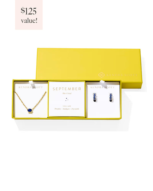Kendra Scott Cailin Birthstone Gift Set Gold Blue Crystal-Kendra Scott-G00086GLD-The Twisted Chandelier