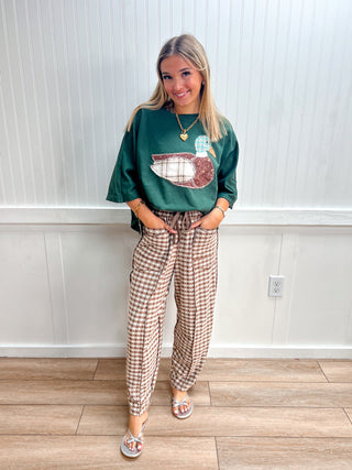 Faye Mallard Duck Patchwork Dolman Sleeve Knit Top