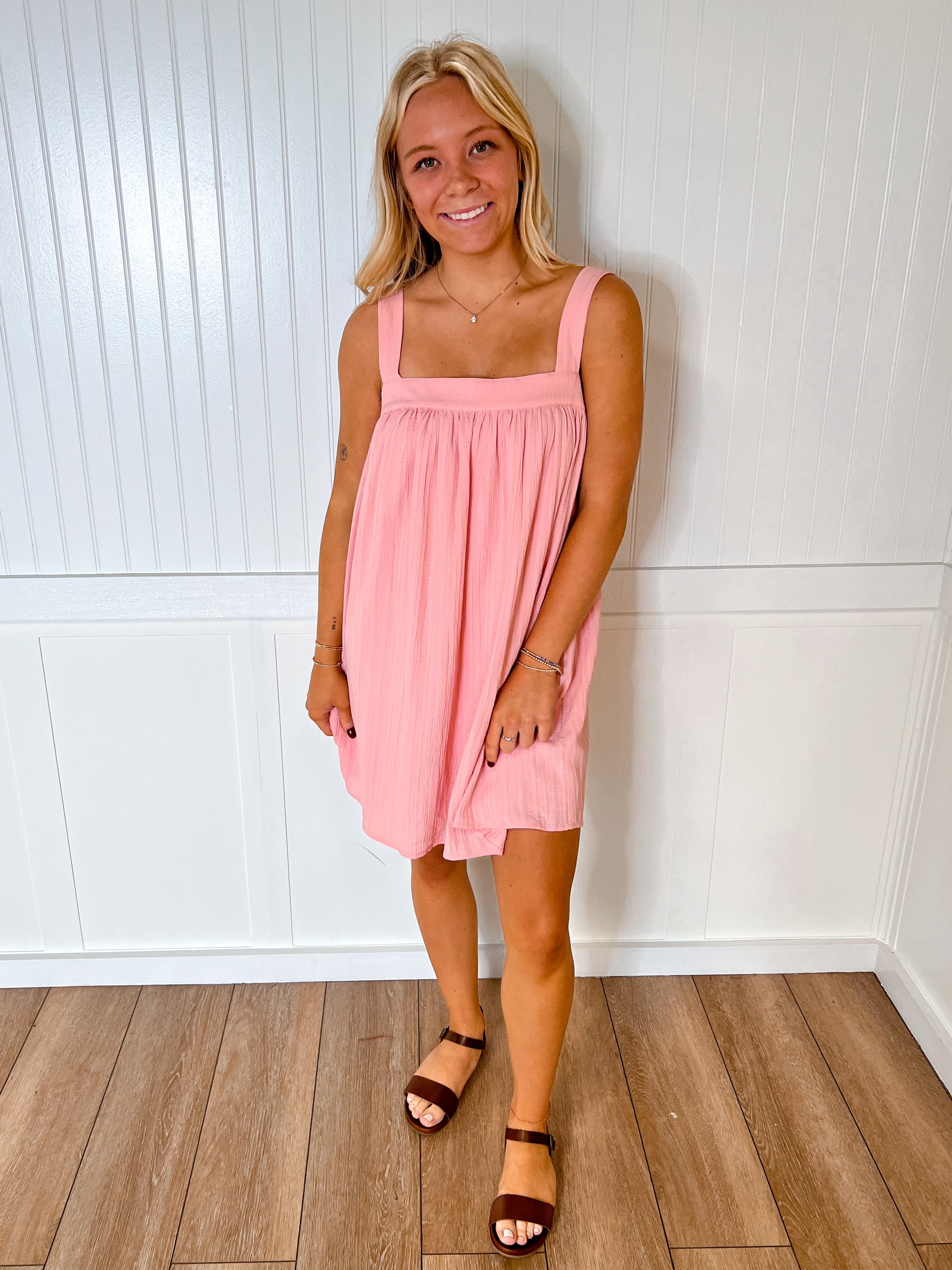 Alannah Crinkled Babydoll Mini Dress With Back Ribbon-Mini Dress-idem ditto-10/04/25,Bin b2,DJR,FD 04/01/25,OGP 59.99-The Twisted Chandelier