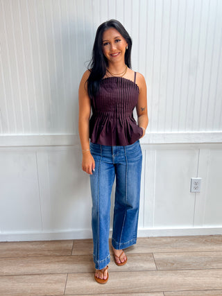 Cleo Solid Pleated Cami Top-Top-Entro-FD 08/14/26,NewArrival,Tops Collection-The Twisted Chandelier