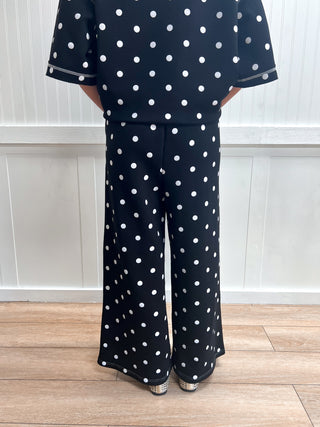Pippa Heavy Scuba Polka Dot Pants - Black/White
