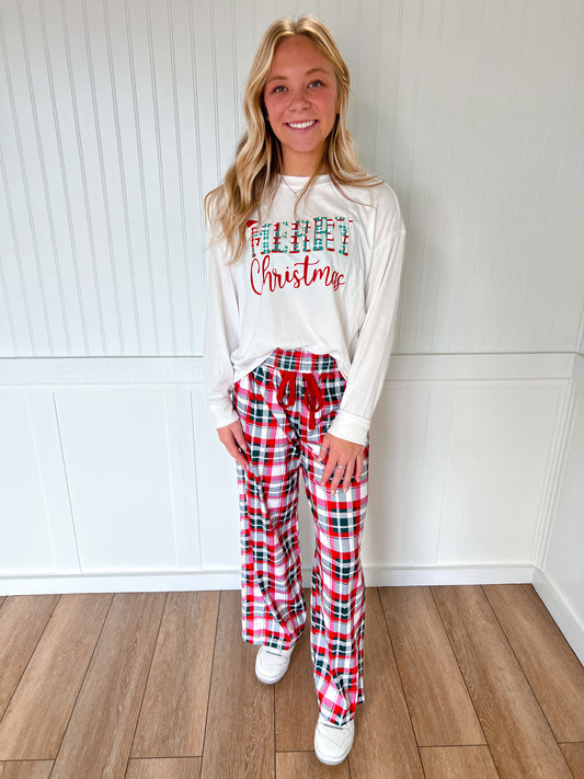 Merry Christmas Pajamas Plaid Two Piece Lounge Set-fashionworks-BIN A 3,Christmas tote ct1,FD 12/03/24,OGP 52.99-The Twisted Chandelier