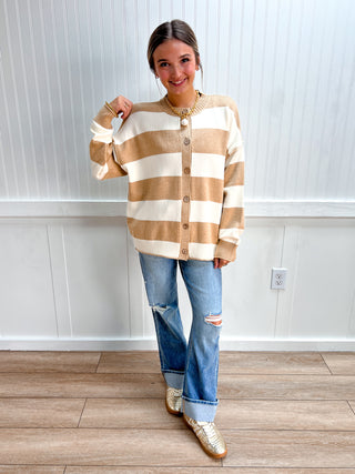 Willa Oversized Stripe Button Front Sweater Cardigan-Top-Sewn and Seen-Fall Favorites,FD 09/29/26,NewArrival,Tops Collection-The Twisted Chandelier
