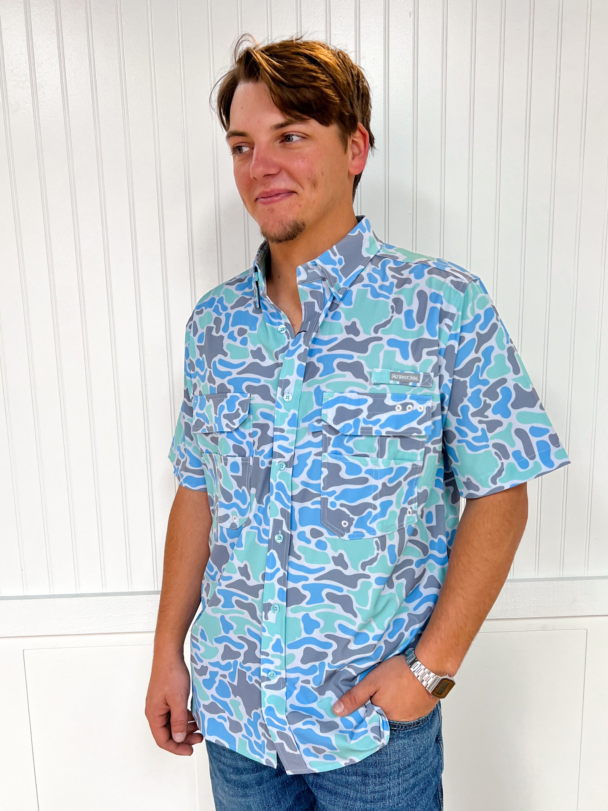 Men's Texas Coastal Camo Fishing Shirt-SALT WATER SOUL-FD 01/23/26-The Twisted Chandelier