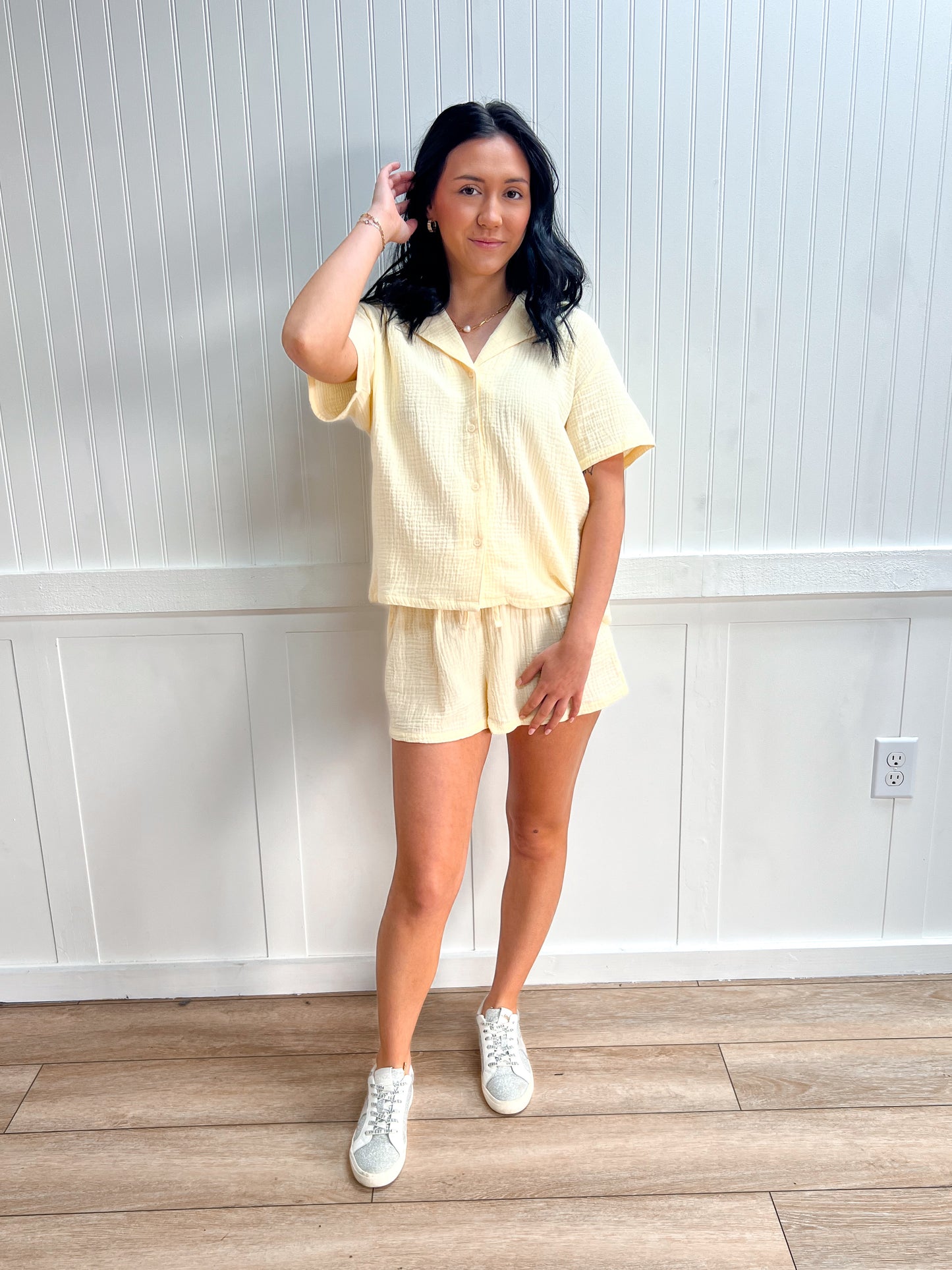 Blakely Short Sleeve Resort Collar Shirt & Waistband Shorts Set