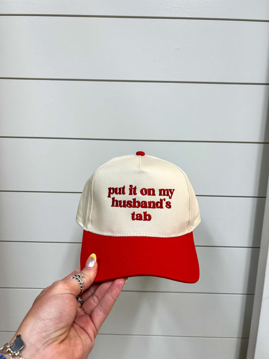 Put It On My Husband's Tab Embroidery Baseball Cap-David And Young-fd 08/08/25-The Twisted Chandelier