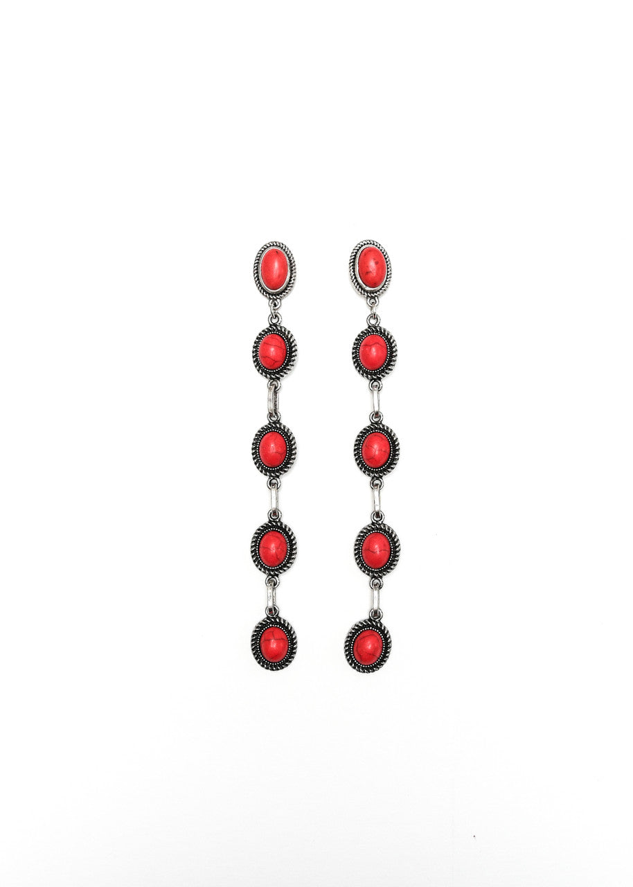 West and Co. Red 5 Stone Drop Post Earring-Stud Earrings-West and Co.-western & concert-The Twisted Chandelier