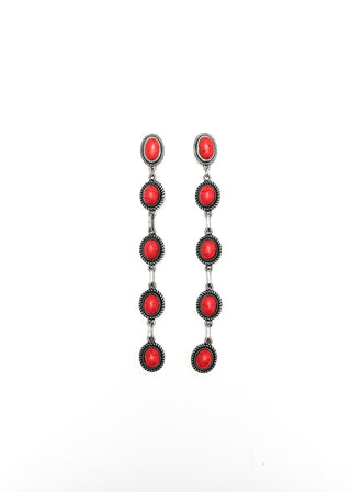 West and Co. Red 5 Stone Drop Post Earring-Stud Earrings-West and Co.-western & concert-The Twisted Chandelier