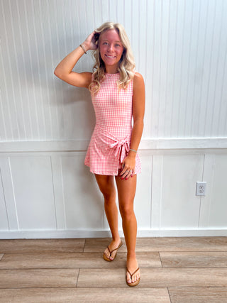 Millie Gingham Print Sleeveless Wrap Tie Front Dress-Dress-KIMBERLY C-DJR,FD 06/23/26-The Twisted Chandelier