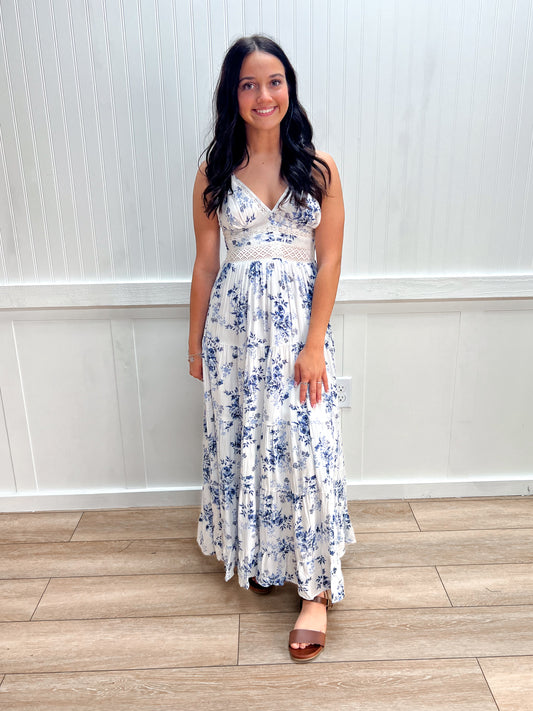 Rosalie V-Neck Lace Trim Printed Maxi Dress-ANGIE-C4D14-A598,DJR,FD 04/02/26-The Twisted Chandelier