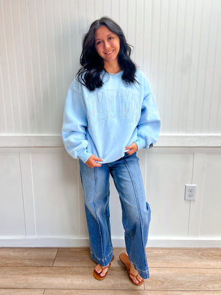 Lulu Mac Rory Sweatshirt - Light Blue-Top-Girlie Girl Originals-FD 09/16/26,NewArrival,Tops Collection-The Twisted Chandelier