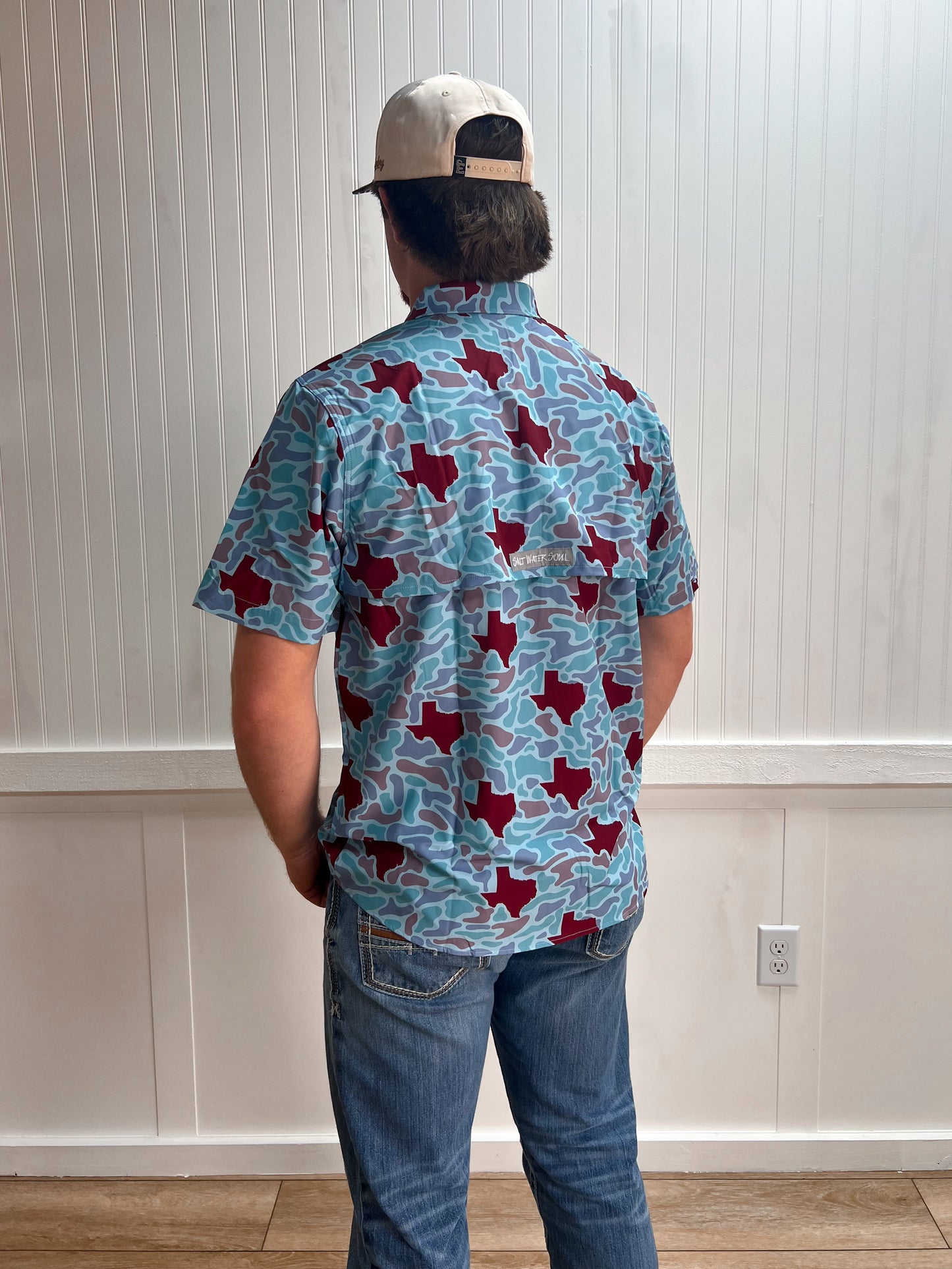 Men's Texas Maroon Camo Fishing Shirt-Men's Tops-SALT WATER SOUL-FD 02/18/26,Men's-The Twisted Chandelier
