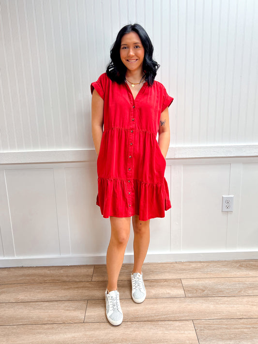 Lucy Dolman Short Sleeve Ruffled Lyocell Mini Dress-Active Basic | Active USA-DJR,FD 02/03/26-The Twisted Chandelier