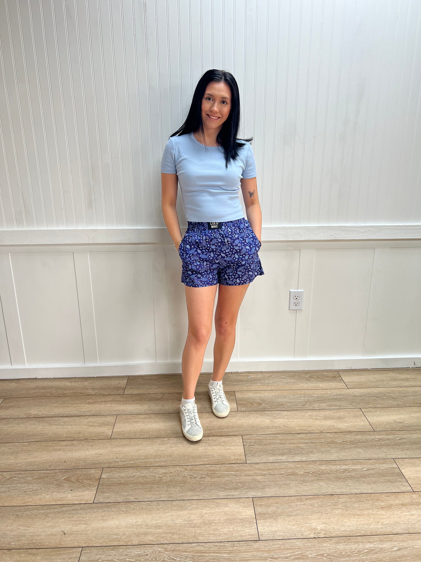 Hattie Blue Paisley Boxer Shorts-Shorts-Girlie Girl Originals-bottoms,BXPS,FD 04/03/26-The Twisted Chandelier