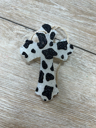 Cow Print Cross Car Freshie