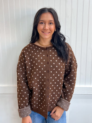 Fallon Sweet Dot Knit Cardigan-Top-VERY J-12W3795N,Fall Favorites,FD 10/20/26,NewArrival,Tops Collection-The Twisted Chandelier