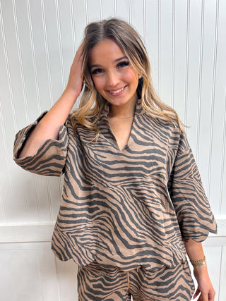 Jenny Animal Print Scalloped Hem Top-Outfit Sets-ENTRO-Fall Favorites,NewArrival,Tops Collection-The Twisted Chandelier