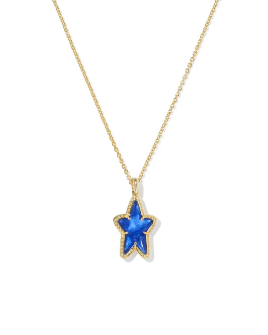 Kendra Scott Ada Star Short Pendant Necklace Gold Cobalt Blue Illusion-Necklaces-Kendra Scott-FD 05/20/24, N00596GLD-The Twisted Chandelier
