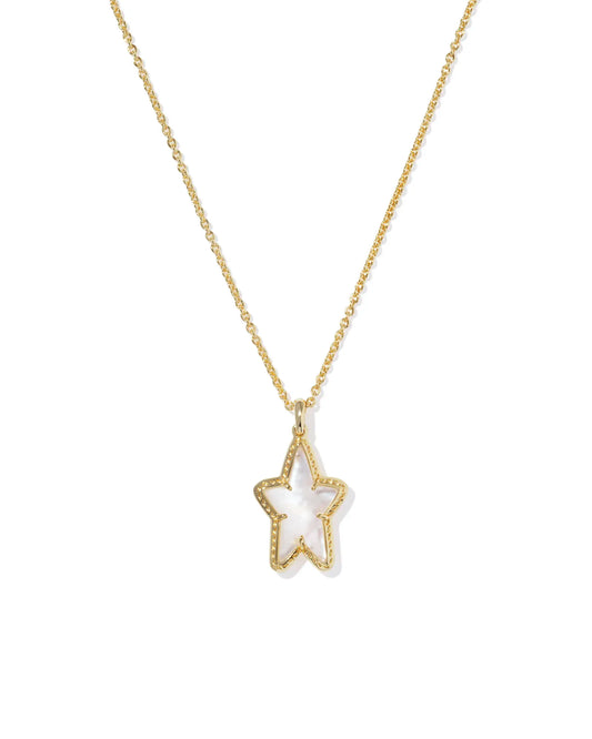 Kendra Scott Ada Star Short Pendant Necklace Gold Ivory Mother of Pearl-Necklaces-Kendra Scott-FD 05/20/24, N00596GLD-The Twisted Chandelier