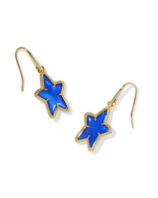 Kendra Scott Ada Star Small Drop Earrings Gold Cobalt Blue Illusion-Earrings-Kendra Scott-E00514GLD, FD 05/20/2024-The Twisted Chandelier