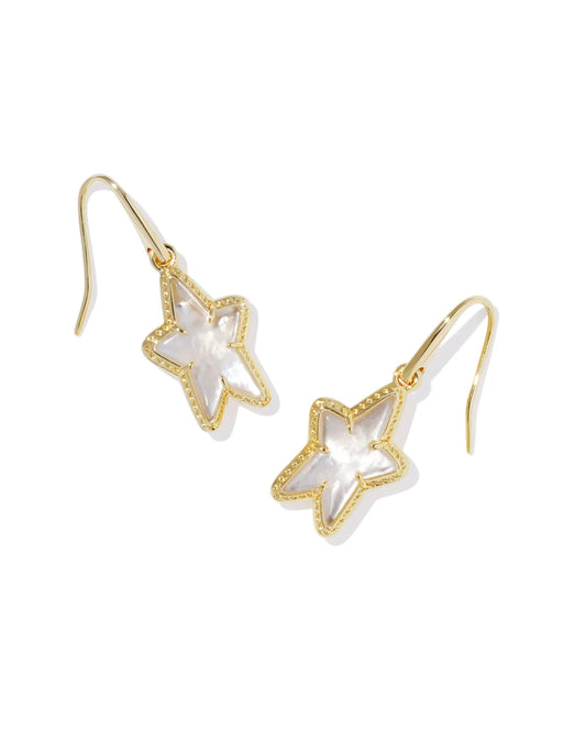 Kendra Scott Ada Star Small Drop Earrings Gold Ivory Mother of Pearl Illusion-Earrings-Kendra Scott-E00514GLD, FD 05/20/24-The Twisted Chandelier