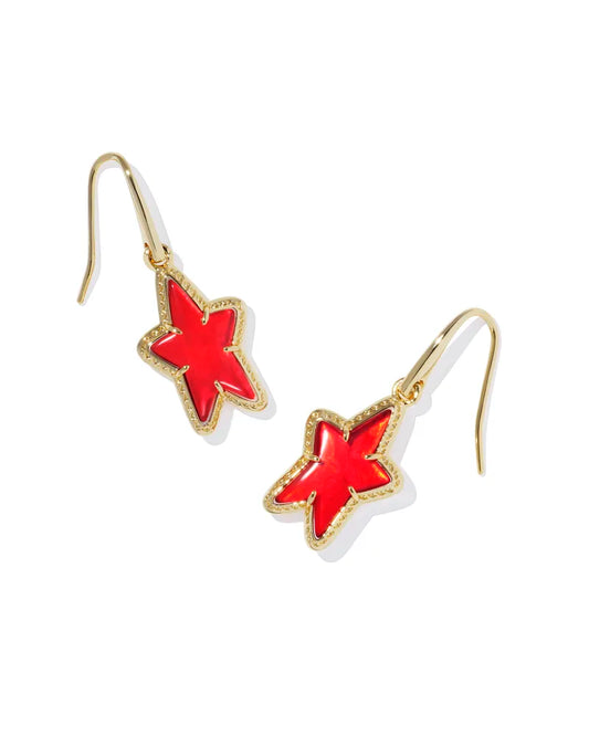 Kendra Scott Ada Star Small Drop Earrings Gold Red Illusion-Earrings-Kendra Scott-E00514GLD, FD 05/20/24-The Twisted Chandelier