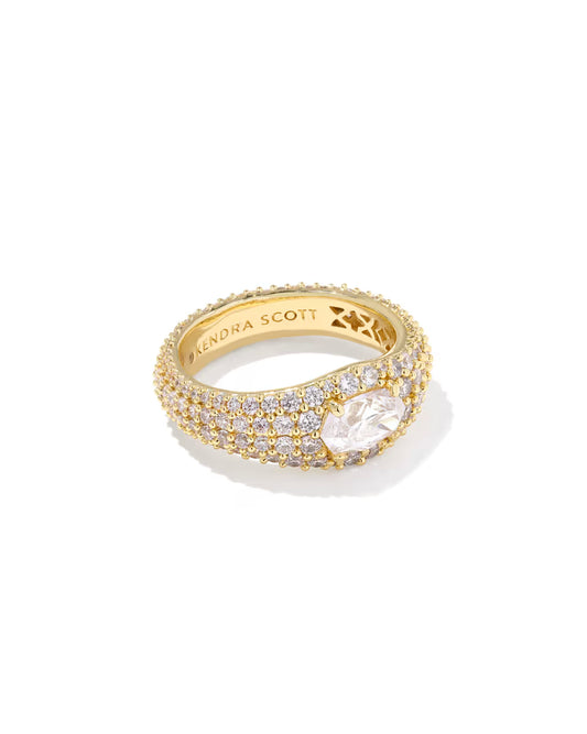 Kendra Scott Bella Band Ring Gold White Cz 6-Kendra Scott-R00174GLD-The Twisted Chandelier