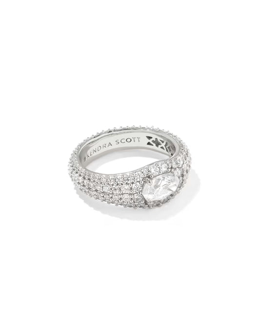 Kendra Scott Bella Band Ring Silver White Cz 6-Kendra Scott-R00174RHD-The Twisted Chandelier