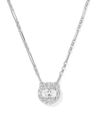 Kendra Scott Bella Short Pendant Necklace Silver White Cz-Necklace-Kendra Scott-N01210RHD-The Twisted Chandelier