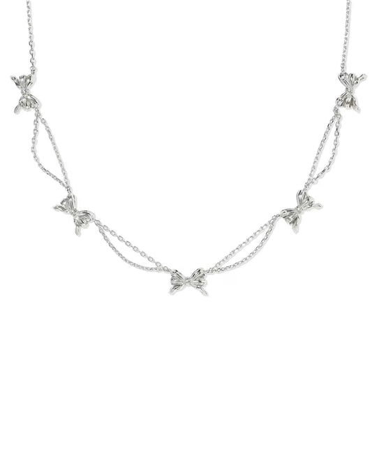 Kendra Scott Bow Strand Necklace Silver-Kendra Scott-N01347RHD-The Twisted Chandelier