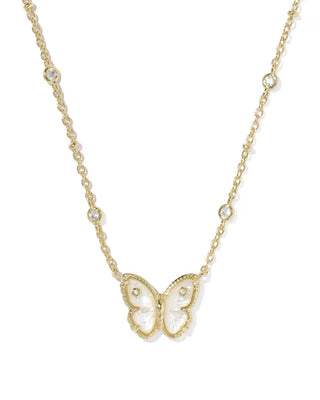 Kendra Scott Cailey Butterfly Short Pendant Necklace Gold Ivory Mother Of Pearl-Necklace-Kendra Scott-N01463GLD-The Twisted Chandelier