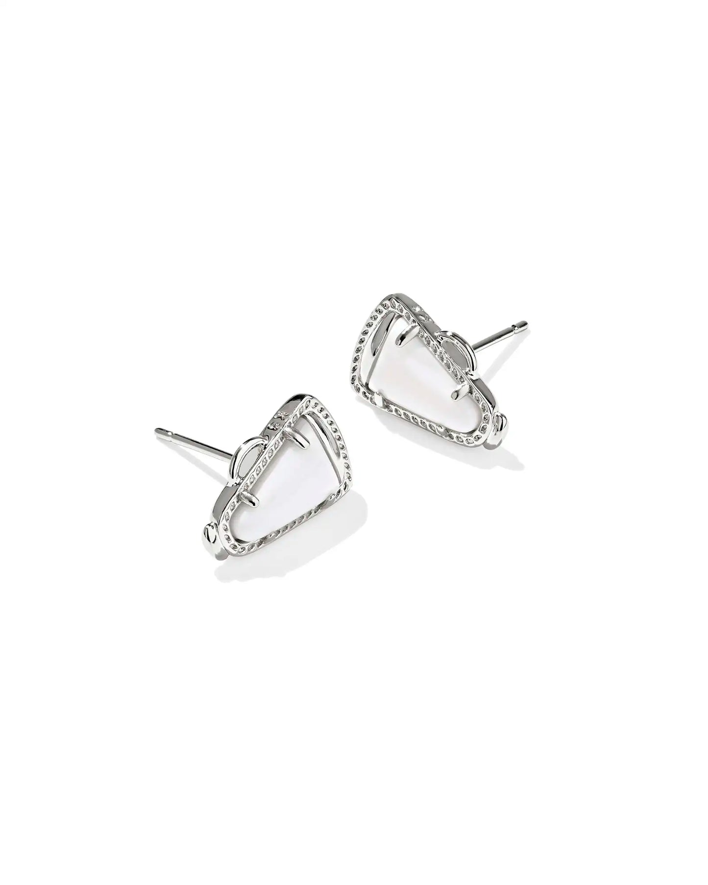 Kendra Scott Cheer Stud Earrings Silver White Mother Of Pearl-Earrings-Kendra Scott-08/21/25,E00850RHD-The Twisted Chandelier