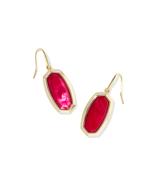 Kendra Scott Dani Bezel Drop Earrings Gold Carmine Red Illusion-Kendra Scott-E00928GLD-The Twisted Chandelier