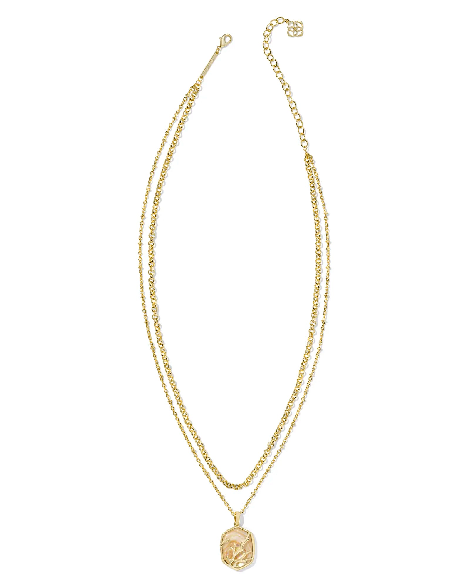 Kendra Scott Daphne Coral Frame Multi Strand Necklace Gold Iridescent Abalone-Necklaces-Kendra Scott-FD 05/20/24, N00581GLD-The Twisted Chandelier