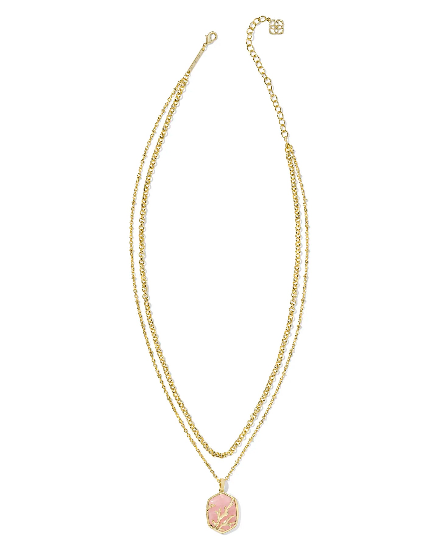 Kendra Scott Daphne Coral Frame Multi Strand Necklace Gold Rose Quartz-Necklaces-Kendra Scott-FD 05/20/24, N00581GLD-The Twisted Chandelier