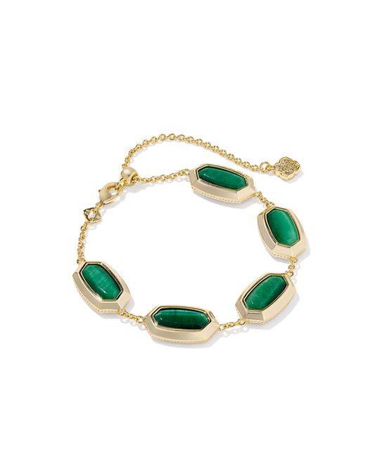 Kendra Scott Elaina Bezel Delicate Chain Bracelet Gold Green Tigers Eye-Kendra Scott-B00382GLD-The Twisted Chandelier
