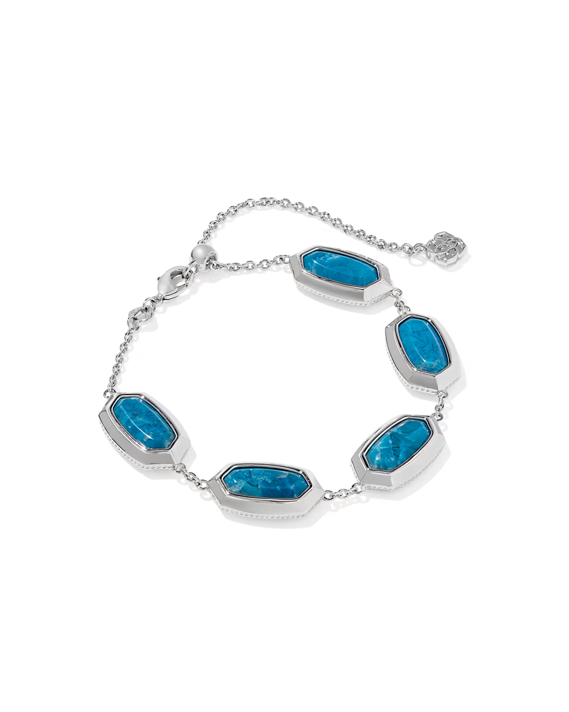 Kendra Scott Elaina Bezel Delicate Chain Bracelet Silver Variegated Indigo Magnesite-Kendra Scott-B00382RHD-The Twisted Chandelier