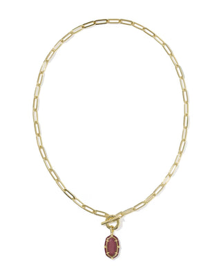 Kendra Scott Elisa Enamel Link And Chain Necklace Gold Maroon Magnesite
