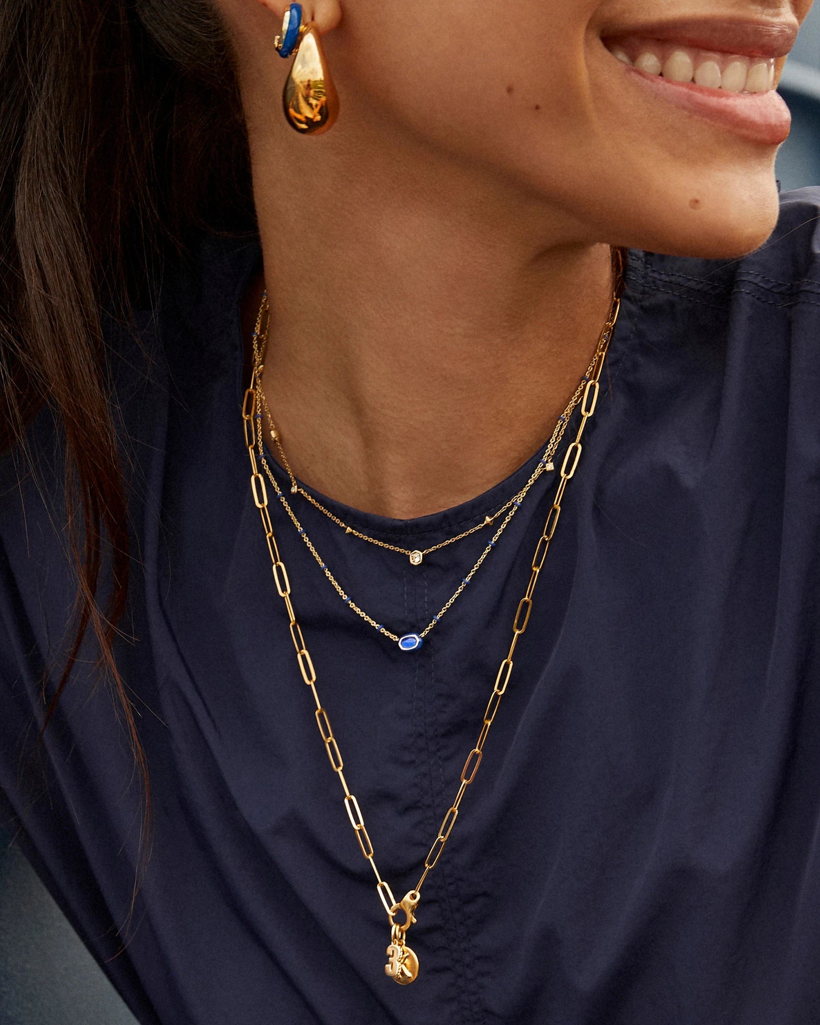 Kendra Scott Mini Elisa Enamel Frame Short Pendant Necklace Gold Cobalt Illusion-Necklaces-Kendra Scott-CR 07/31/24, FD 07/31/24, gameday, N00720GLD-The Twisted Chandelier