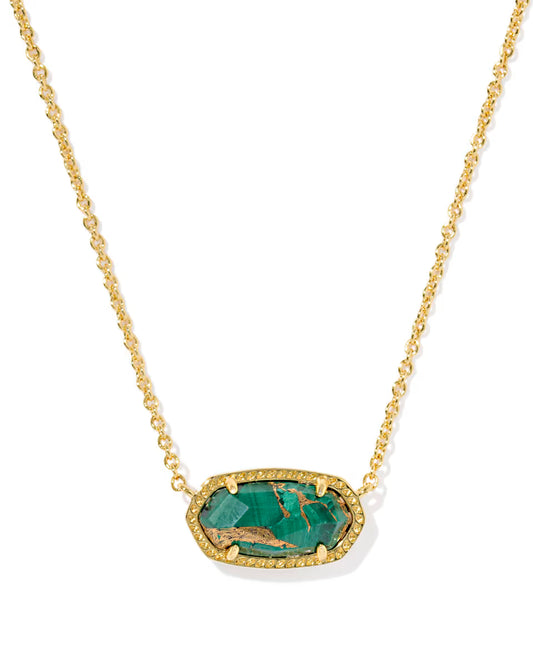 Kendra Scott Elisa Pendant Necklace Gold Bronze Veined Green Malachite-Kendra Scott-N5067GLD-The Twisted Chandelier